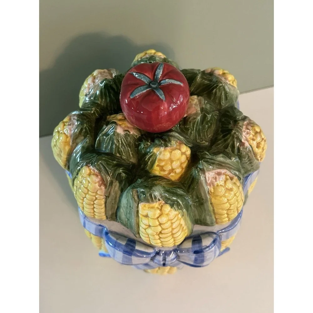 Retired‎ Fitz and Floyd Classics Bouquet Corn w/ Tomato Canister 9